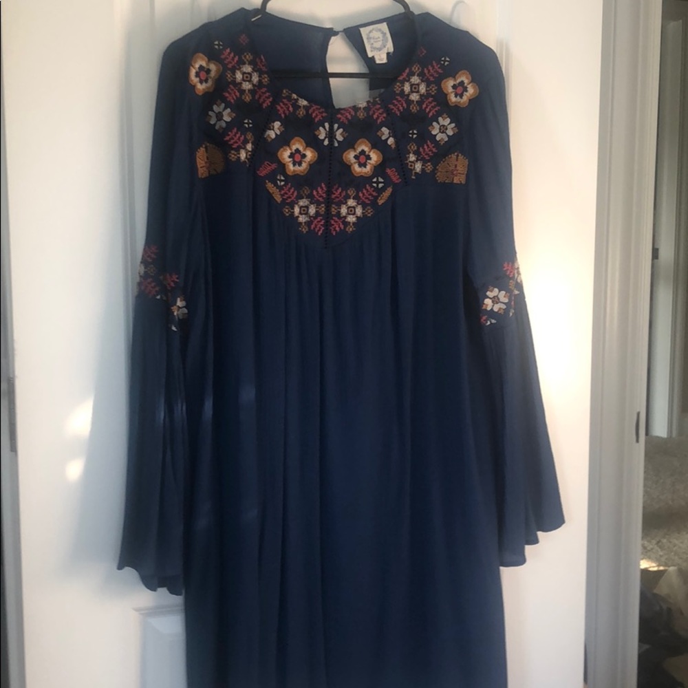 Blue rain floral dress
